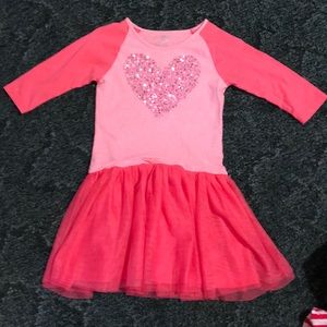 Pink dress with sequins heart and tulle skirt